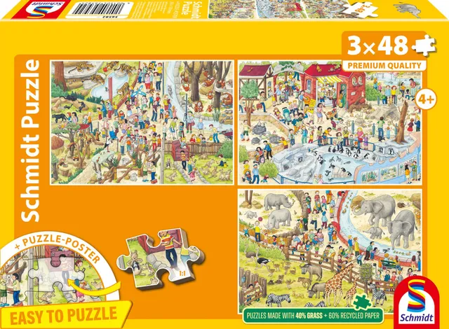 schmidt-spiele-spa-im-zoo-kinderpuzzle-3x48-teile image 1