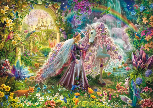 schmidt-spiele-thomas-kinkade-traumreise-einhorn-puzzle-500-teile-pastell image 1