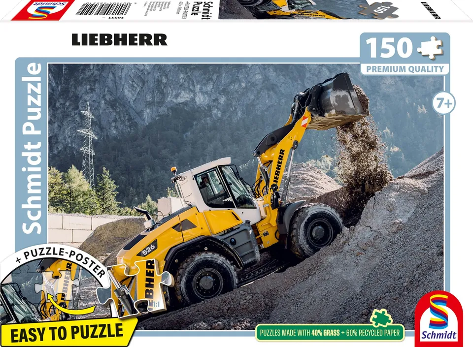 schmidt-spiele-liebherr-radlader-56551-puzzle-150-teile-ab-7j image 1
