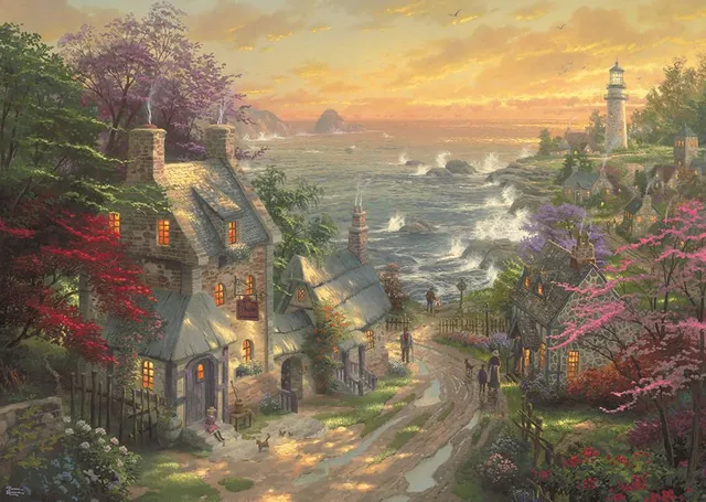 schmidt-spiele-thomas-kinkade-d-rfchen-leuchtturm-puzzle-3000 image 1