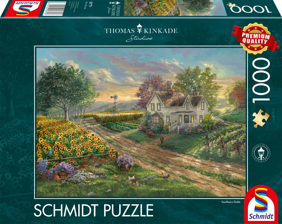 schmidt-thomas-kinkade-sonnenblumenfelder-puzzle-1000-teile image 1