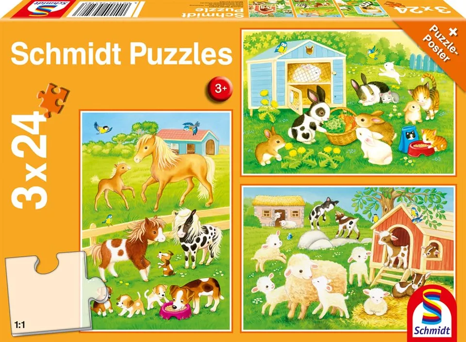 schmidt-thomas-kinkade-niedliche-haustiere-kinderpuzzle-3x24 image 1