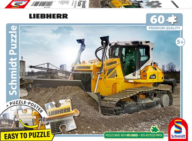 schmidt-spiele-56549-liebherr-planierraupe-pr736-puzzle-60-teile-ab-5-jahre image 1