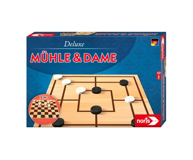 noris-deluxe-m-hle-dame-brettspiel-holzfiguren-2-spieler image 1