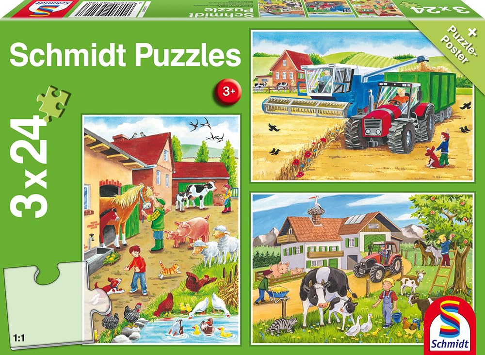 schmidt-spiele-auf-dem-bauernhof-3x24-teile-kinderpuzzle-ab-3-jahre image 1