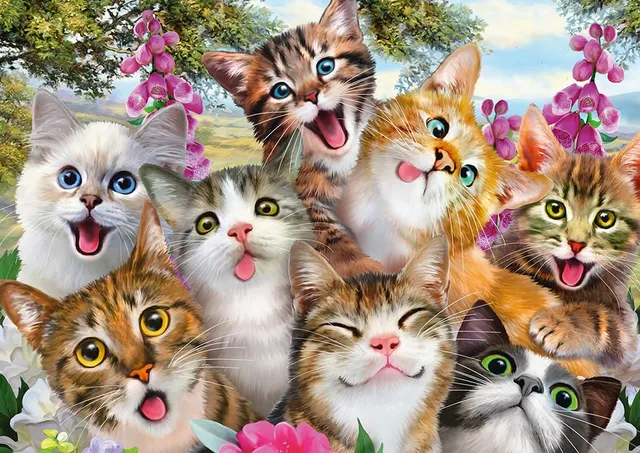 schmidt-thomas-kinkade-katzen-selfie-puzzle-500-teile-48x34-cm image 1
