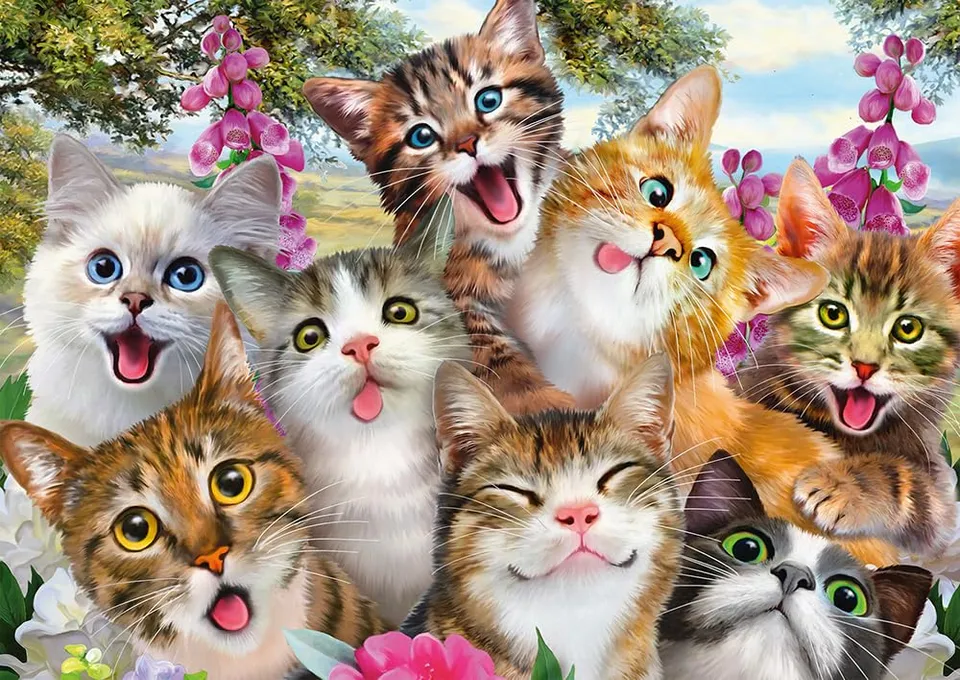 schmidt-thomas-kinkade-katzen-selfie-puzzle-500-teile-48x34-cm image 1