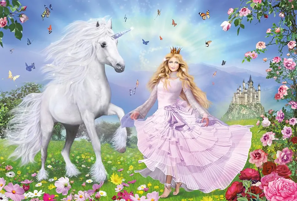 schmidt-prinzessin-der-einh-rner-puzzle-100-teile-rosa image 1