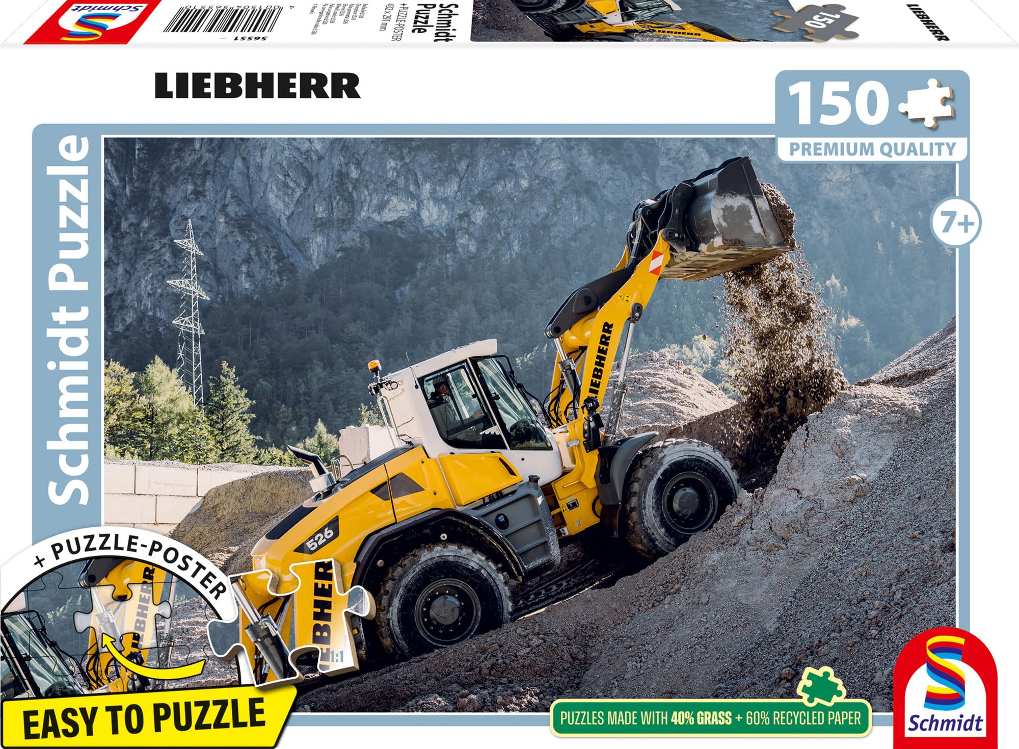 schmidt-spiele-liebherr-radlader-56551-puzzle-150-teile-ab-7j image 1