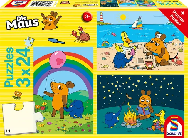 schmidt-spiele-die-maus-56212-kinderpuzzle-3x24-teile image 1