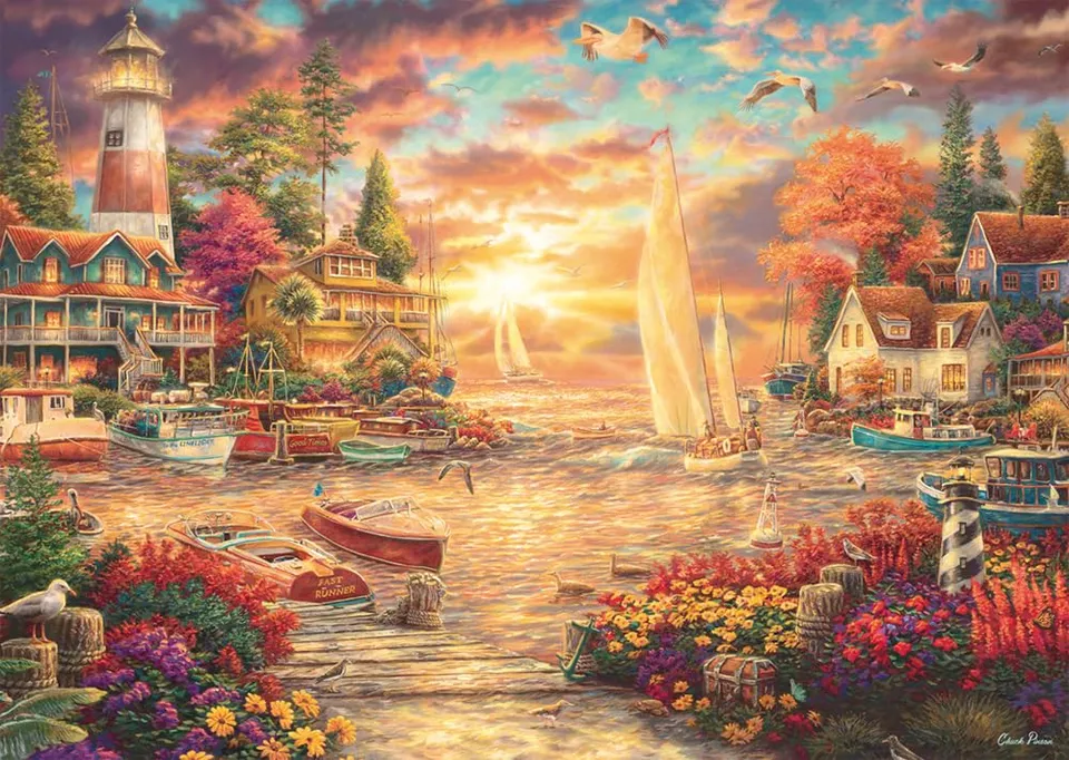 schmidt-thomas-kinkade-morgenstille-am-see-puzzle-1000-teile image 1