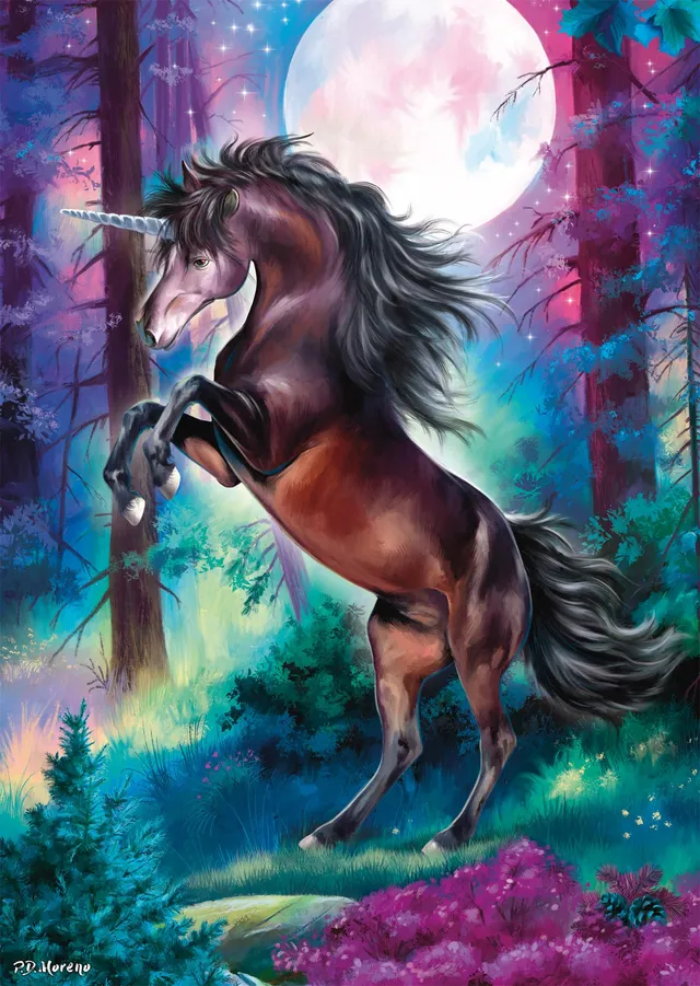 schmidt-spiele-thomas-kinkade-einhorn-bei-vollmond-puzzle-1000 image 1