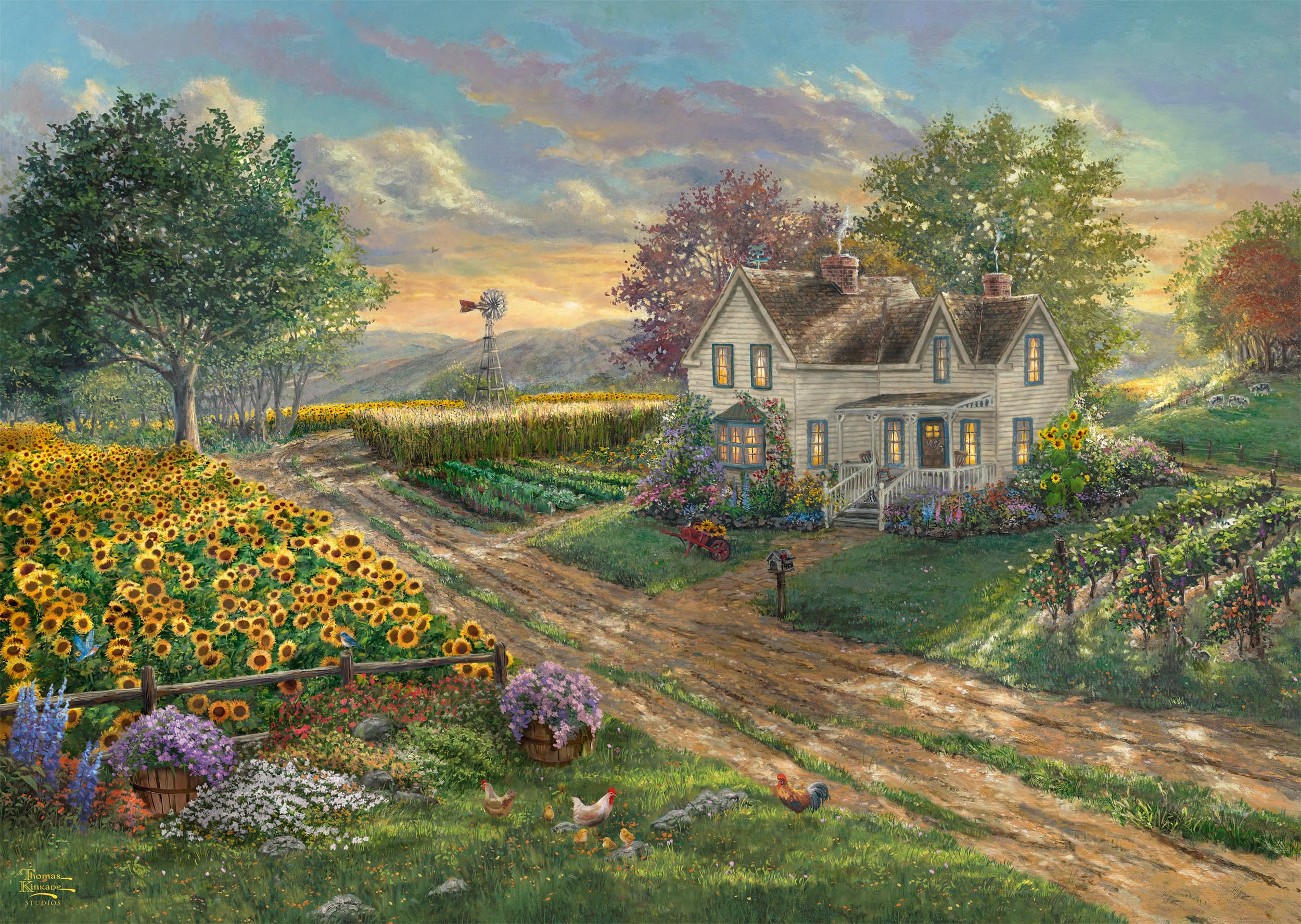 schmidt-thomas-kinkade-sonnenblumenfelder-puzzle-1000-teile image 3