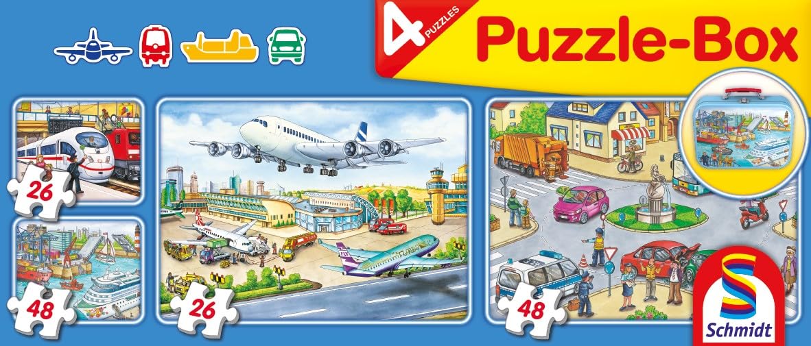 schmidt-spiele-verkehrsmittel-kinderpuzzle-metallkoffer-4er-set image 3