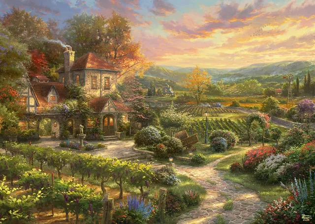 schmidt-thomas-kinkade-59629-in-den-weinbergen-puzzle-2000-teile image 1