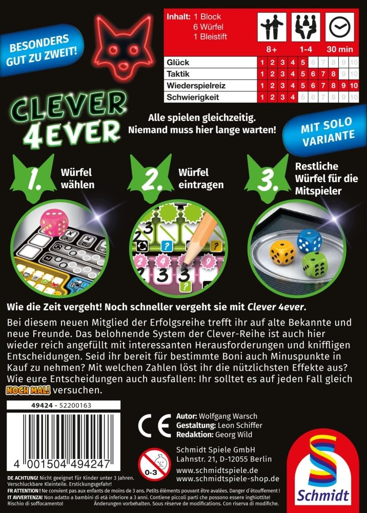 schmidt-spiele-49424-clever-4-ever-w-rfelspiel-1-4-spieler image 2