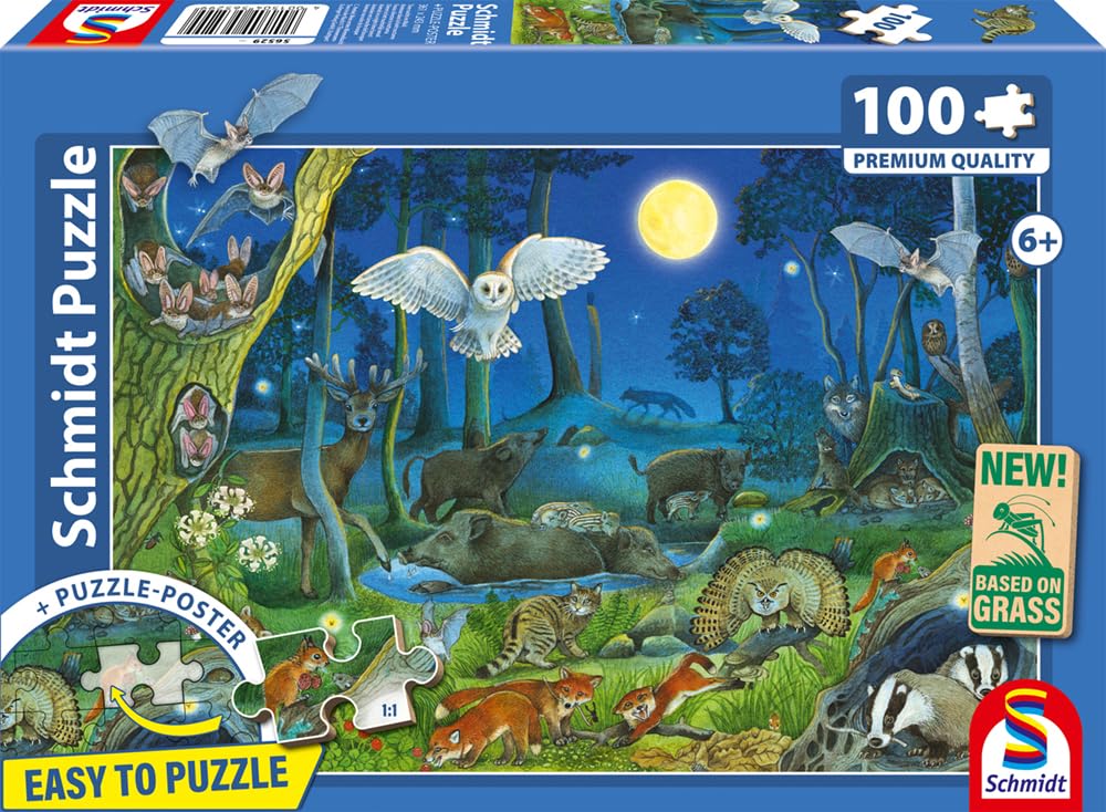 schmidt-spiele-56529-kinderpuzzle-100-teile-tiere-nachts-im-wald image 4