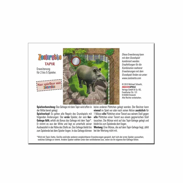 abacusspiele-zooloretto-tapir-goodie-mini-erweiterung-zoo image 1