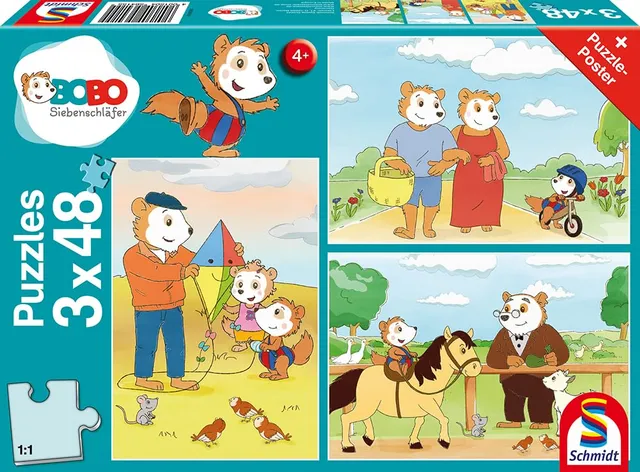 schmidt-bobo-siebenschl-fer-auf-ins-abenteuer-puzzle-3x48-teile image 1