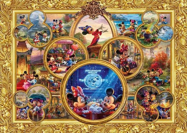 schmidt-thomas-kinkade-mickey-minnie-dream-collage-2-puzzle-2000 image 1