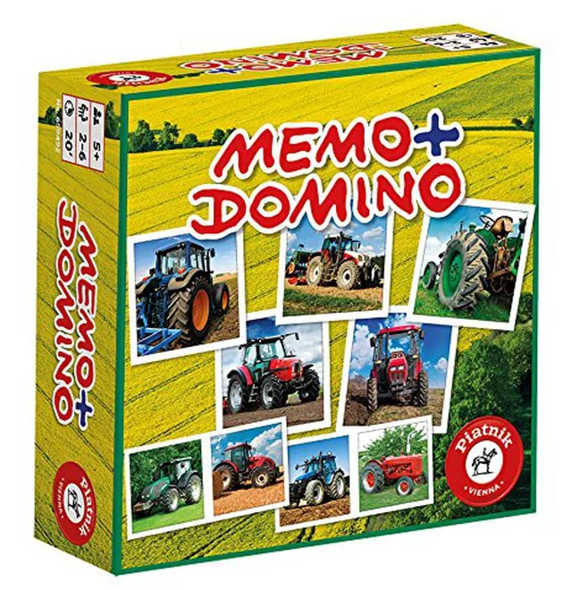 piatnik-kompaktspiel-memo-domino-traktoren-spiel-ab-4-jahre image 1