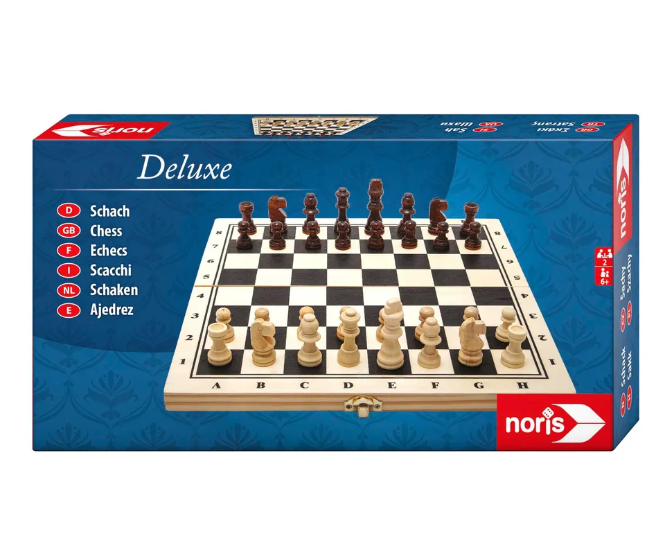 noris-deluxe-schach-schachspiel-holz-2-spieler-ab-6-jahren image 1