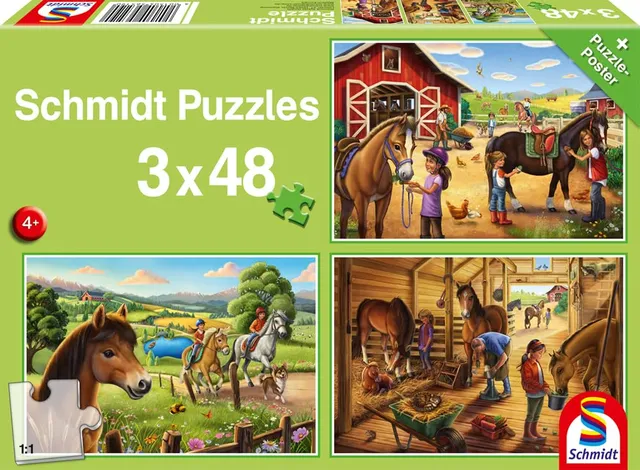 schmidt-meine-lieblingspferde-kinderpuzzle-3x48-teile-ab-4-j image 1
