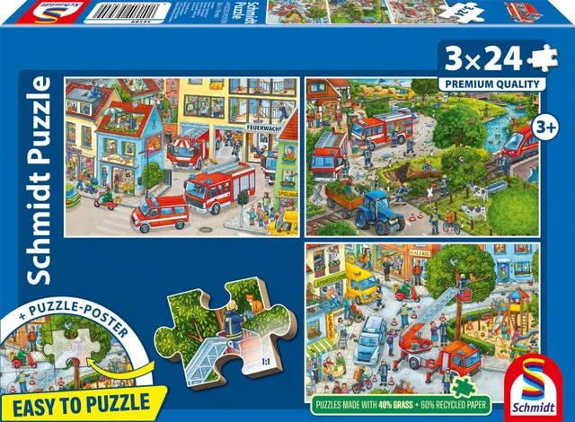 schmidt-56580-feuerwehr-kinderpuzzle-3x24-teile-ab-4-jahren image 1