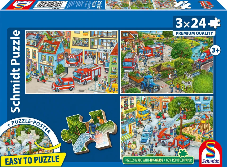 schmidt-56580-feuerwehr-kinderpuzzle-3x24-teile-ab-4-jahren image 1
