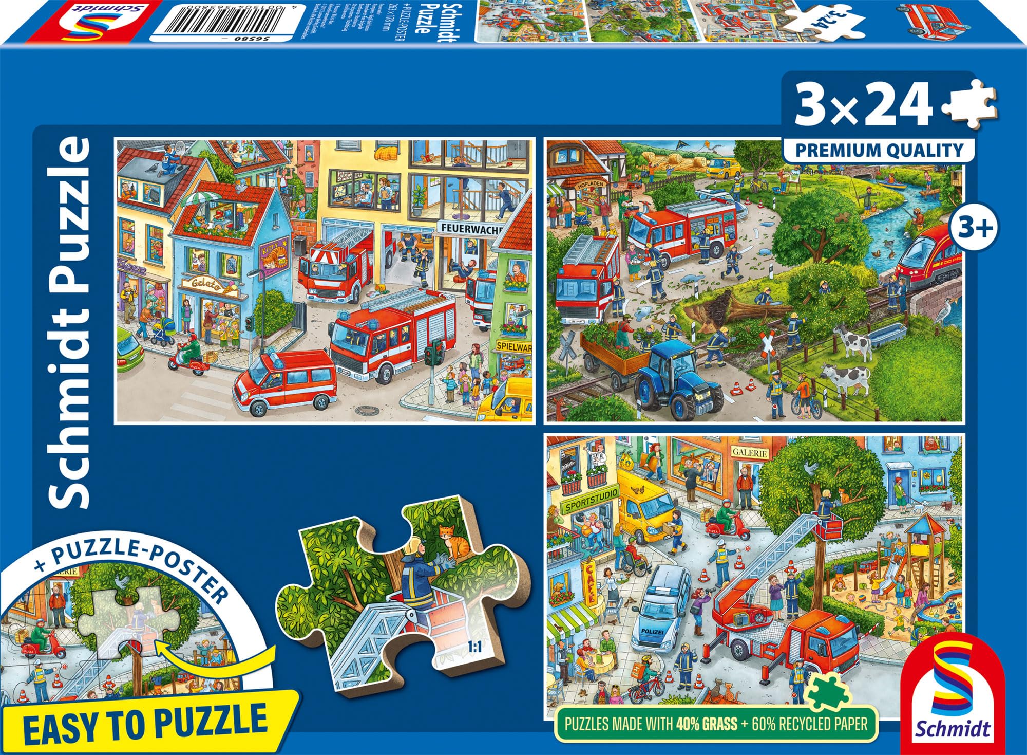 schmidt-56580-feuerwehr-kinderpuzzle-3x24-teile-ab-4-jahren image 1