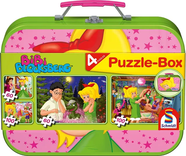 schmidt-bibi-blocksberg-55595-kinderpuzzle-metallkoffer-60-100-teile image 1