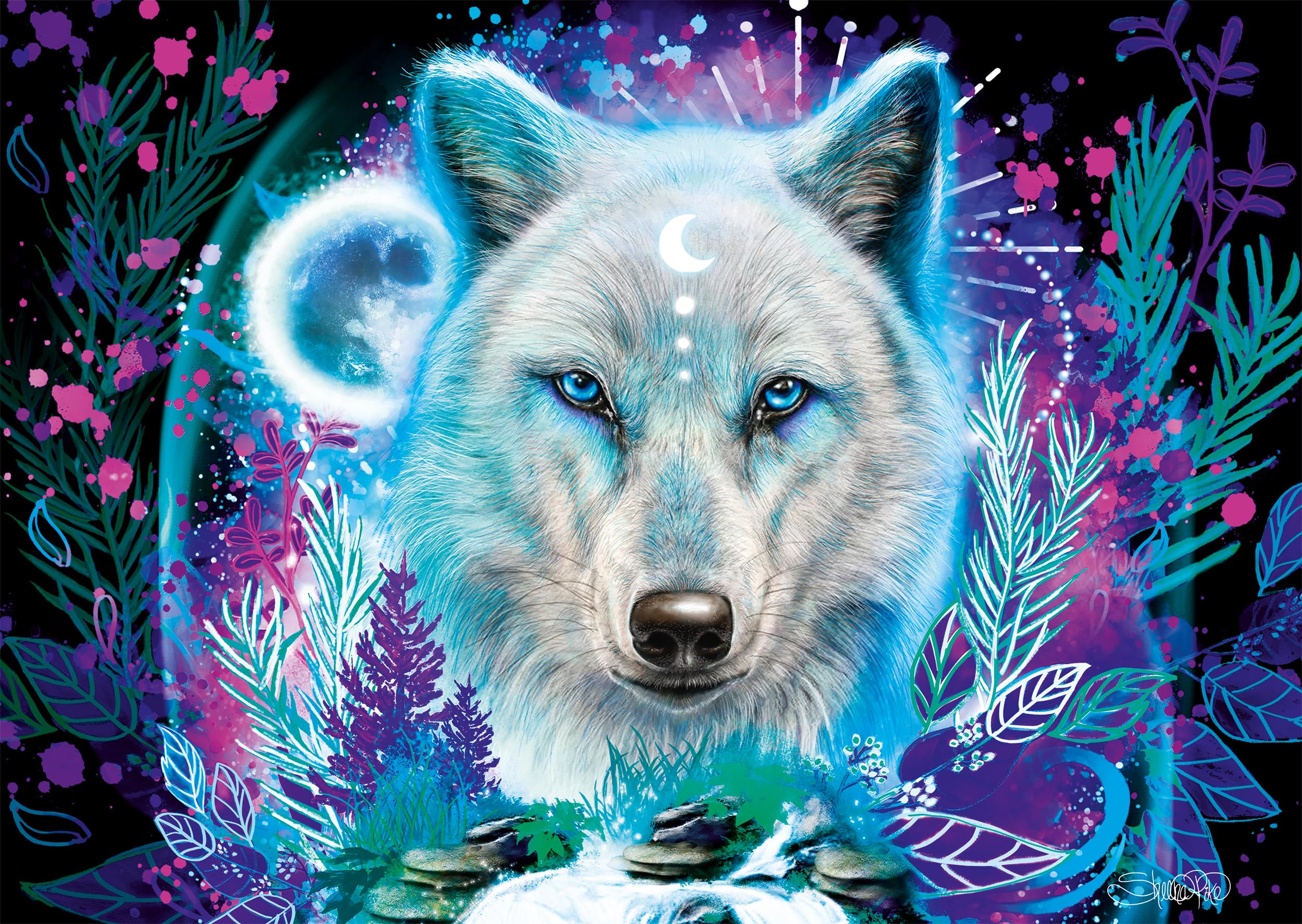 schmidt-spiele-my-artnoble-58515-puzzle-1000-teile-neon-arktis-wolf image 1