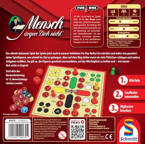 schmidt-spiele-for-one-49470-mensch-rgere-dich-nicht-w-rfelspiel-solo image 5