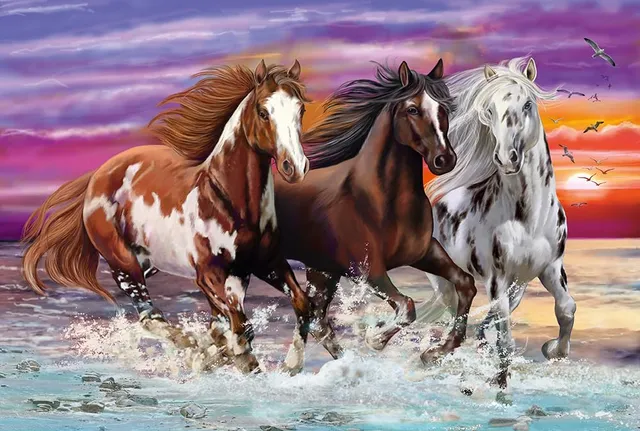 schmidt-spiele-thomas-kinkade-wildes-pferde-trio-puzzle-200-teile-ab-8 image 1