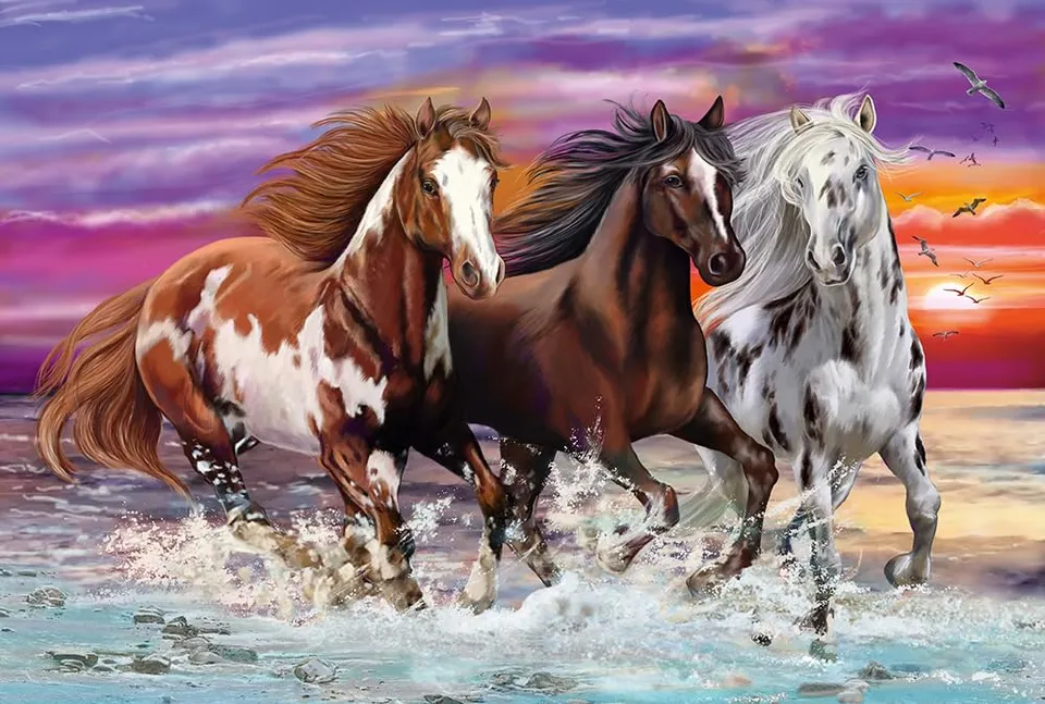 schmidt-spiele-thomas-kinkade-wildes-pferde-trio-puzzle-200-teile-ab-8 image 1