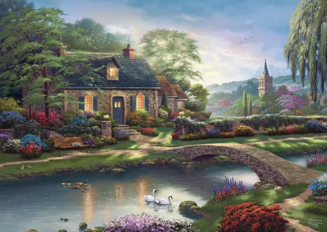 schmidt-spiele-thomas-kinkade-stoney-creek-cottage-puzzle-1000teile image 1