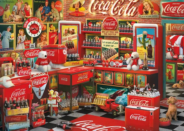 schmidt-spiele-59915-coca-cola-nostalgie-shop-1000-teile-puzzle image 1