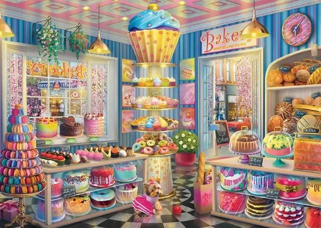 schmidt-spiele-thomas-kinkade-bunte-b-ckerei-puzzle-1000-teile image 1