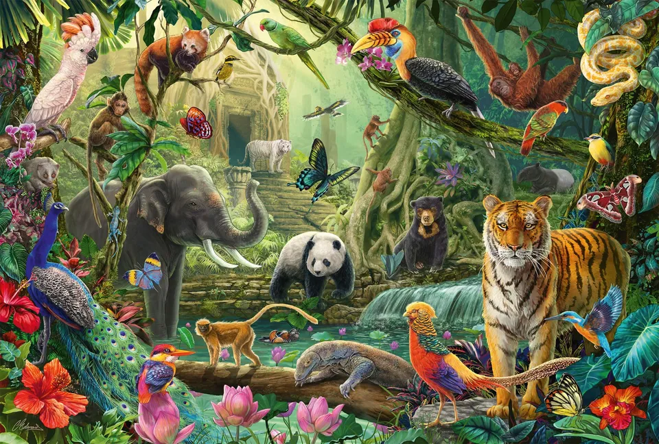 schmidt-spiele-56485-kinderpuzzle-100-teile-dschungel-tierwelt image 1