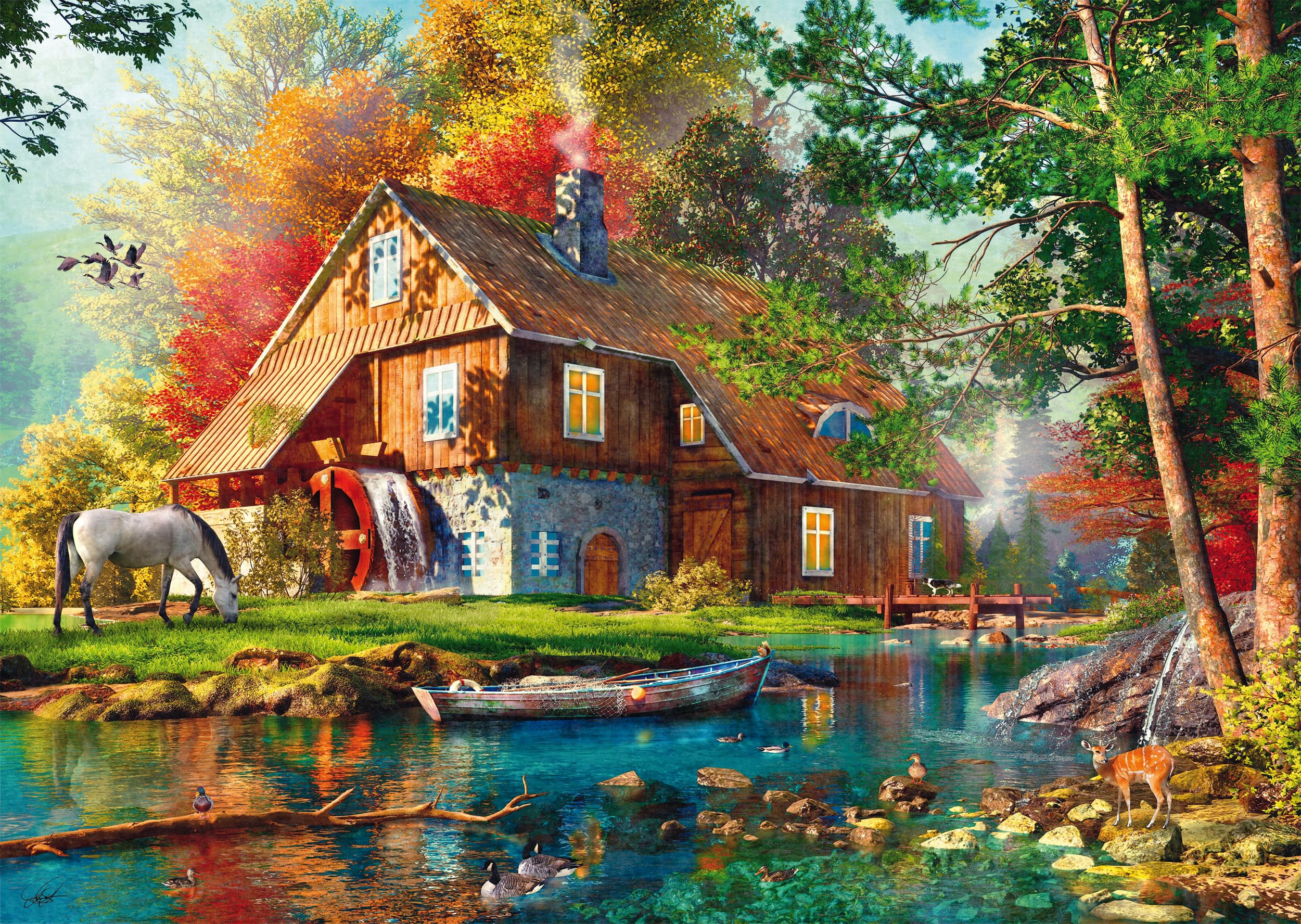 schmidt-thomas-kinkade-wasserm-hle-herbst-puzzle-1000-teile image 1