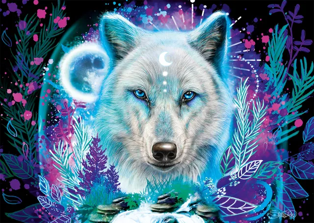 schmidt-spiele-my-artnoble-58515-puzzle-1000-teile-neon-arktis-wolf image 1