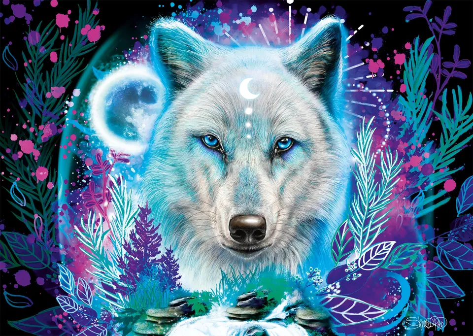 schmidt-spiele-my-artnoble-58515-puzzle-1000-teile-neon-arktis-wolf image 1