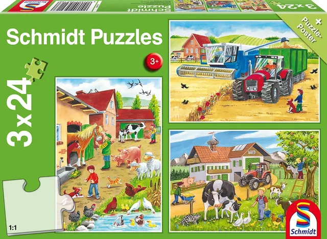 schmidt-spiele-auf-dem-bauernhof-3x24-teile-kinderpuzzle-ab-3-jahre image 1