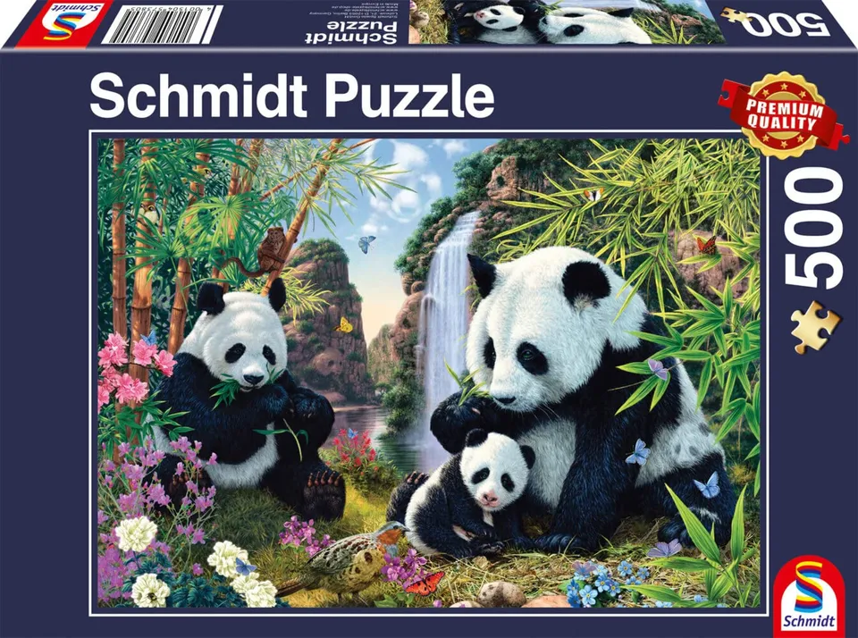 schmidt-spiele-57380-pandafamilie-puzzle-500-teile-wasserfall image 1