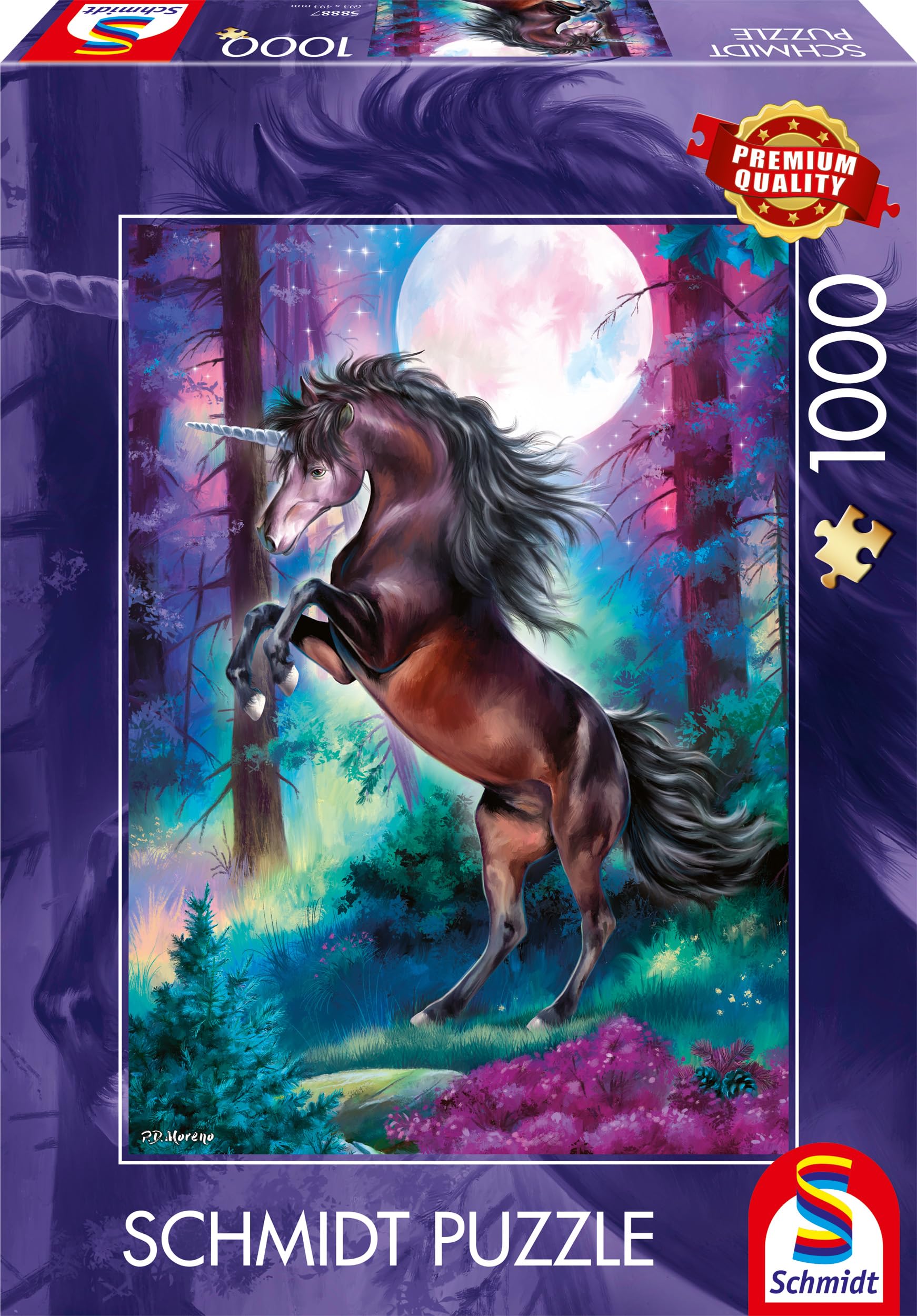 schmidt-spiele-thomas-kinkade-einhorn-bei-vollmond-puzzle-1000 image 4