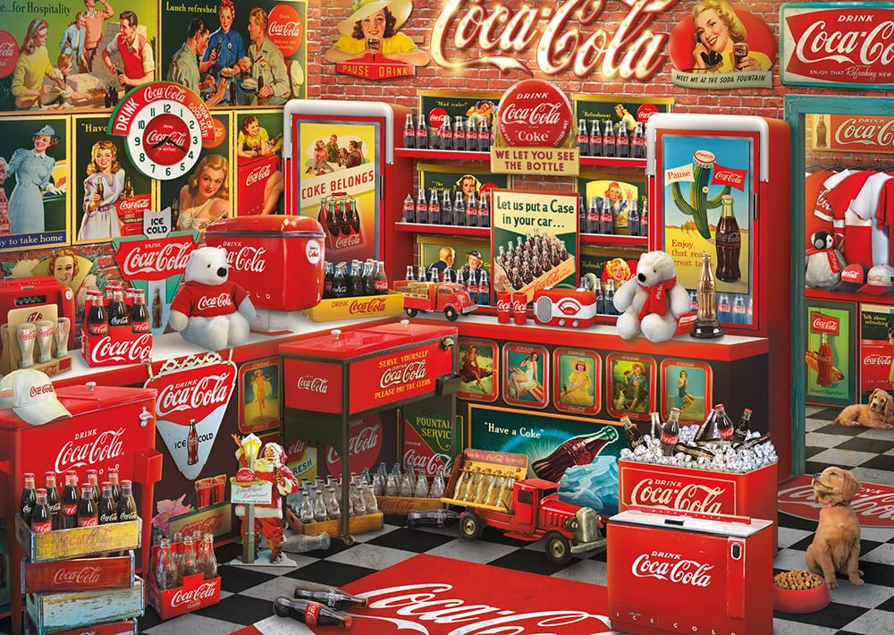 schmidt-spiele-59915-coca-cola-nostalgie-shop-1000-teile-puzzle image 1