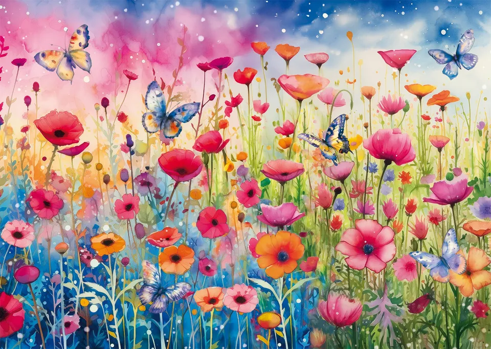 schmidt-spiele-thomas-kinkade-mohnblumenwiese-puzzle-1000-teile image 1