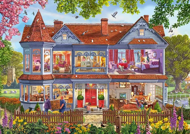 schmidt-spiele-thomas-kinkade-haus-im-fr-hling-puzzle-1000-teile image 1