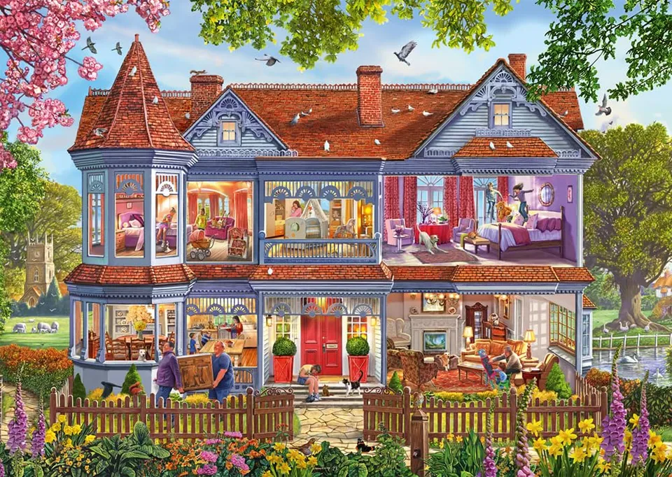 schmidt-spiele-thomas-kinkade-haus-im-fr-hling-puzzle-1000-teile image 1