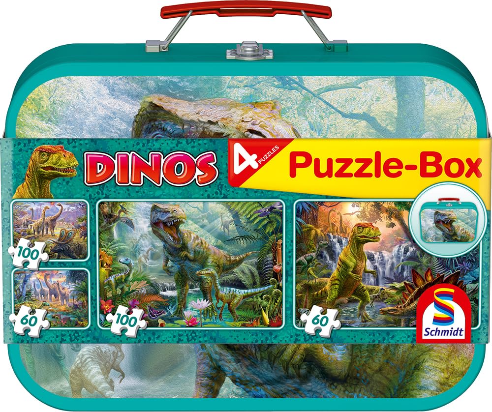 schmidt-spiele-dinosaurs-56495-kinderpuzzle-metallkoffer image 1